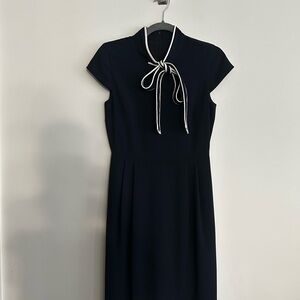 J. Crew Navy Tie-Neck Dress
